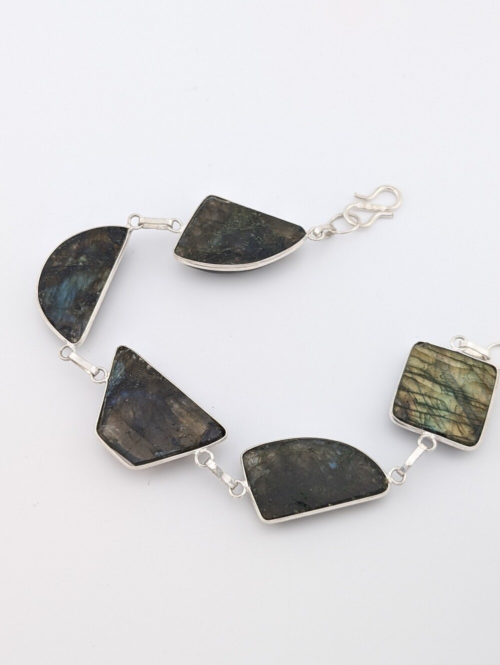 Labradorite Gemstone Bracelet - Silver Plated Bohemian Jewelry - Picture 8 of 11